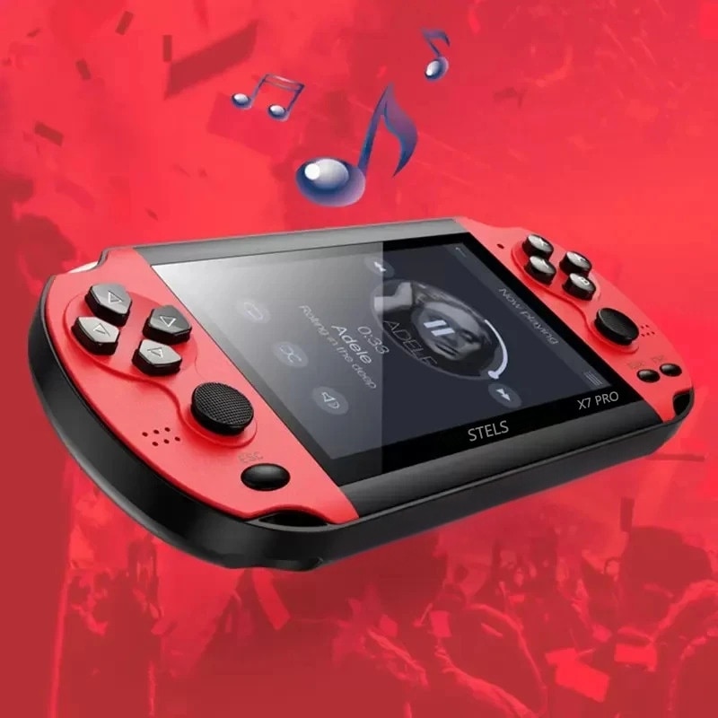 Consola jocuri STELS X7 Pro, ecran color de 4,3 inchi, HDMI, 21.000 de jocuri, rosu