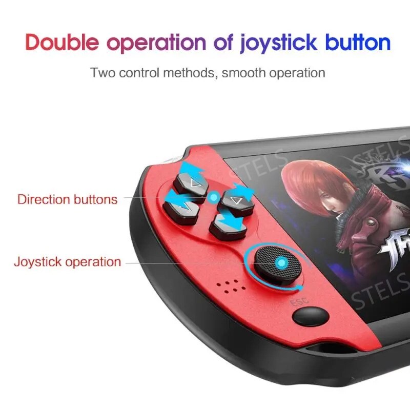 Consola jocuri STELS X7 Pro, ecran color de 4,3 inchi, HDMI, 21.000 de jocuri, rosu