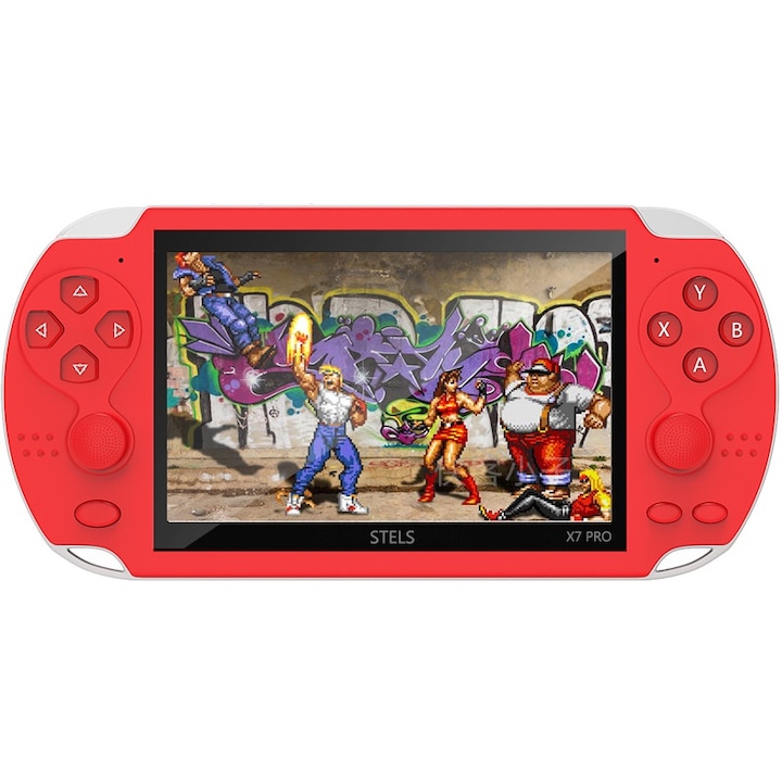 Преносима игра STELS X7 Pro, Smart Technology, 4.3 инча цветен дисплей, HDMI, 21 000 игри, Червен
