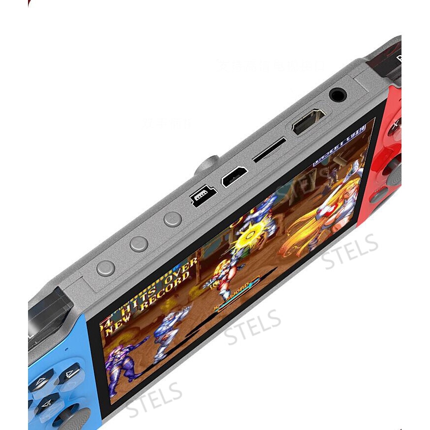 Consola jocuri STELS X7 Pro, ecran color de 4,3 inchi, HDMI, 21.000 de jocuri, albastru/rosu