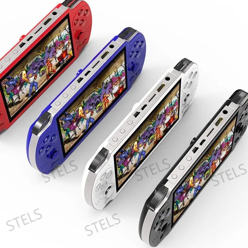 Consola jocuri STELS X7 Pro, ecran color de 4,3 inchi, HDMI, 21.000 de jocuri, galben/rosu