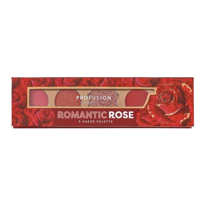 Romantic Rose szemhéjfesték paletta, 5 árnyalat, Profusion Cosmetics, 4,58 g