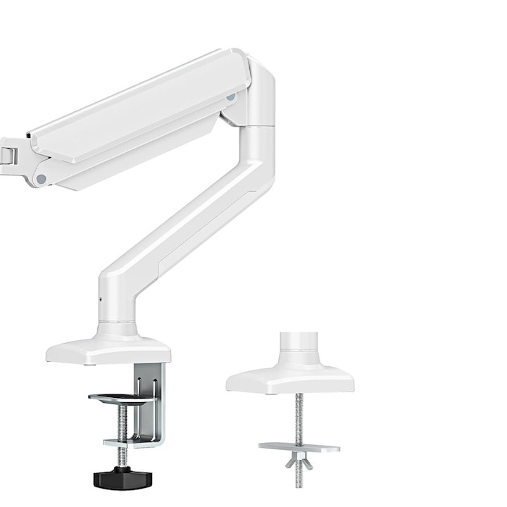 Suport brat de birou pentru monitor, Rqiurpn, compatibil 13-32 inchi, Ajustabil, Aluminiu, Alb