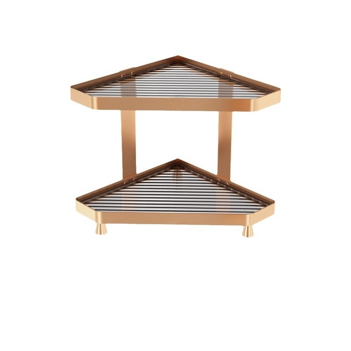 Raft, doua niveluri, capacitate mare de depozitare, rezistent la apa, suport puternic, culoare aurie