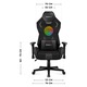 Геймърски стол Huzaro Combat 7.6 LED RGB, Мрежест материал, с регулируеми подлакътници, 140 кг, Черен