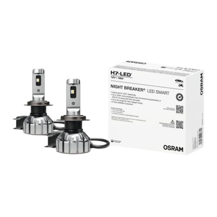 Bec LED Osram Smart Night Breaker +330% LED H7, 16 W, 12 V ,Cutie, 2buc