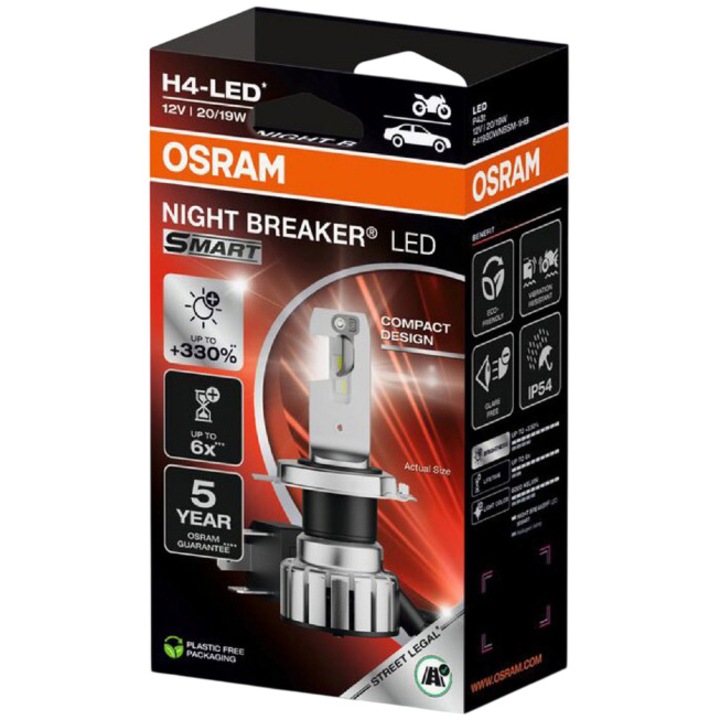 Bec LED Osram Smart Night Breaker +330% Moto Led H4 ,16 W, 12 V ,Blister, 1buc