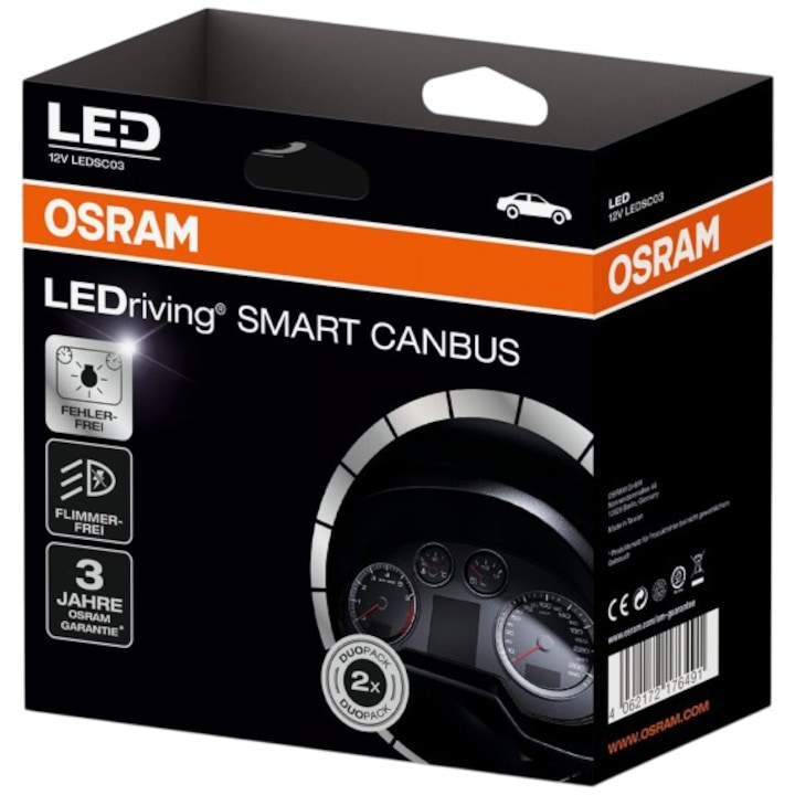 Anulator de eroare pentru leduri H7 Osram LEDriving® SMART CANBUS, 12 W LEDSC03-1,Blister, 2buc
