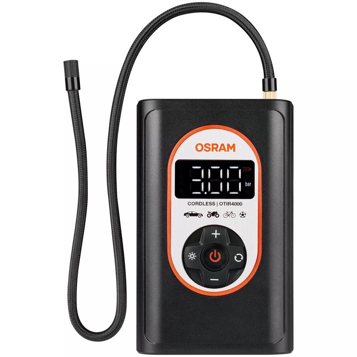 Авто компресор без кабел Osram TYREinflate OTIR4000, Акумулатор (5000mAh), 12V DC, Digital Auto Stop, Deflator Valve