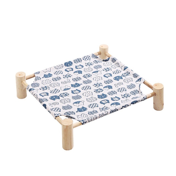 Culcus pentru pisici din lemn, suport stabil, design anti-umiditate, 65x53x13cm