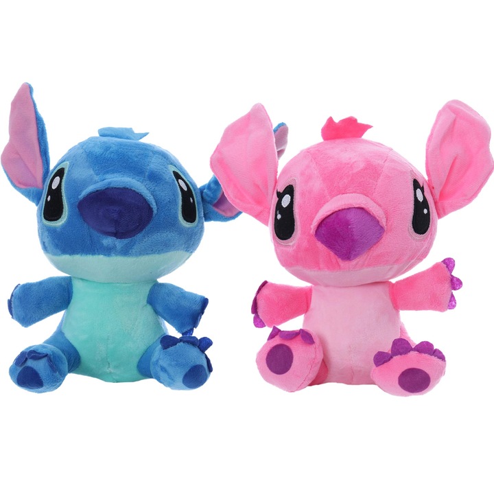 Set 2 jucarii de plus Stitch si Angel, dimensiune 20 cm, REC2998