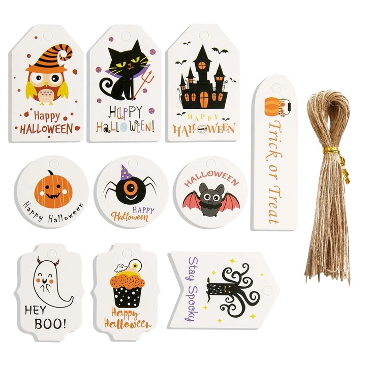 Комплект от 50 етикета на канап за Хелоуин Butyeak, хартия/текстил, многоцветни