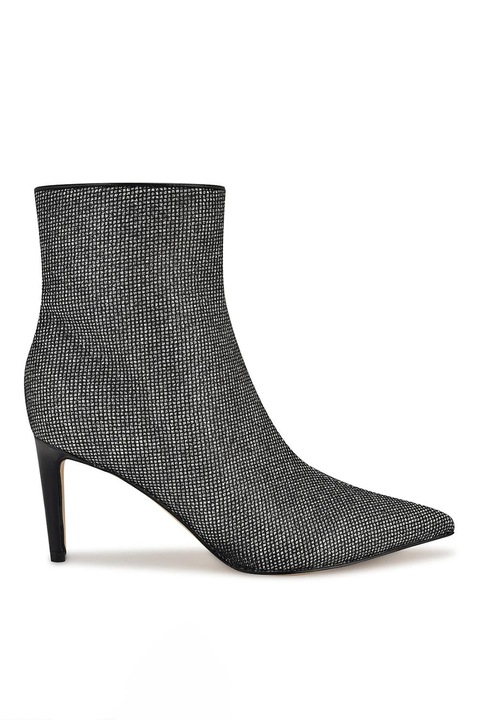 NINE WEST, Botine cu varf ascutit Kepord, Negru/Argintiu