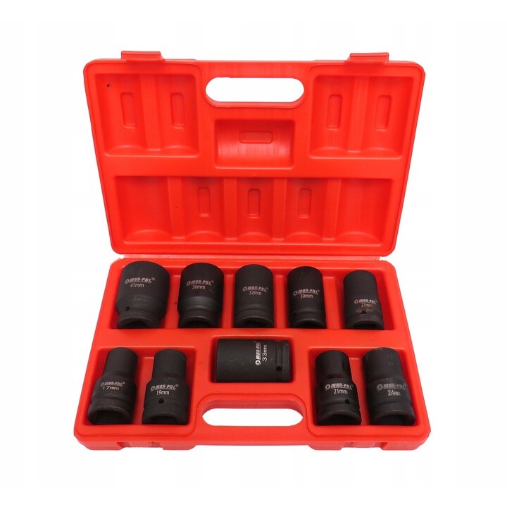 Set trusa chei tubulare impact 10 piese 17-41 mm intarite, pistol impact (M58261)