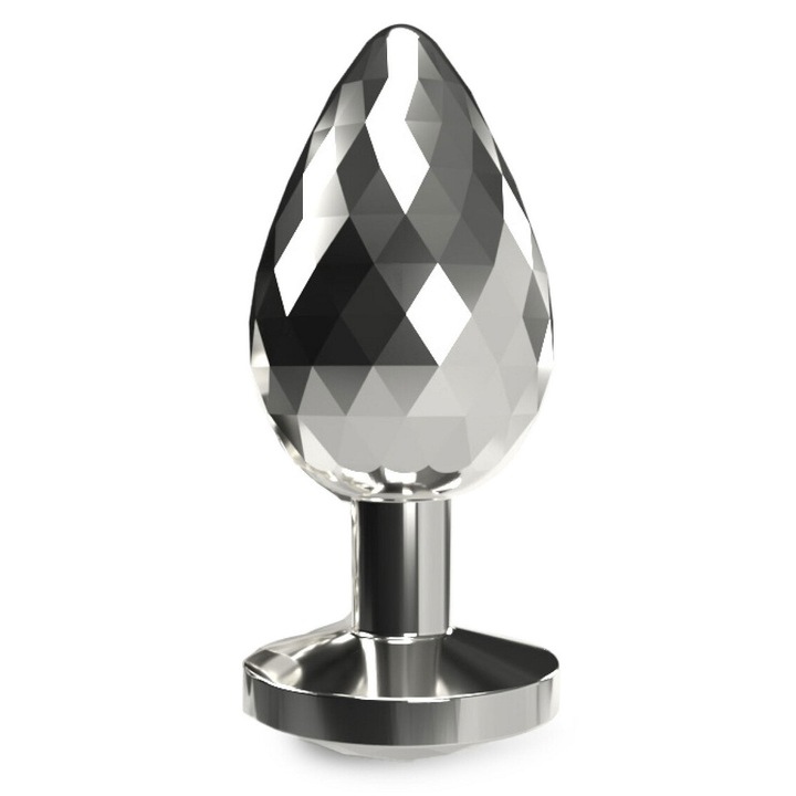 Dop anal mic din aluminiu cu bijuterie, aspect disco, placut la atingere, frumos la vedere