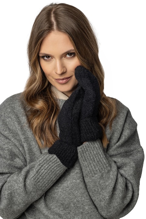 Vivisence Manusi Dama de Iarna Stilate, cu Manseta Larga, Realizate din Fir Moale si Calduros, cu Captuseala, Perfecte pentru Toamna si Iarna, Negru, Marime Universala