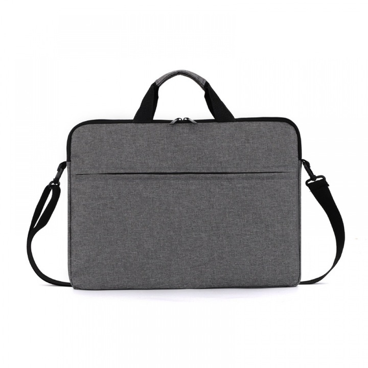 Чанта за лаптоп AONYIYI 15,6 инча, сива, лека, тип куфарче, полиестер
