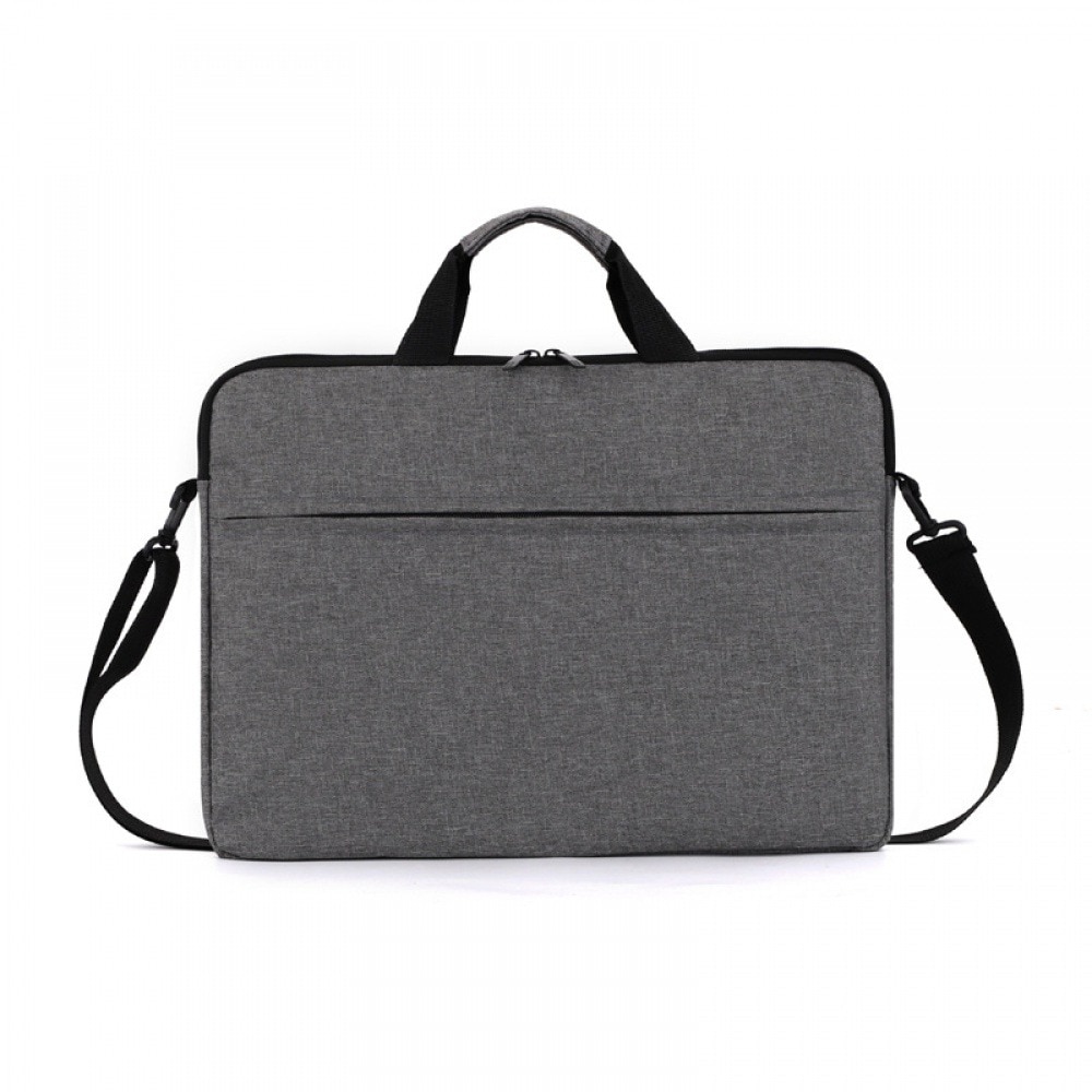 Geanta laptop AONYIYI 15.6 inch, gri, usoara, tip servieta, poliester