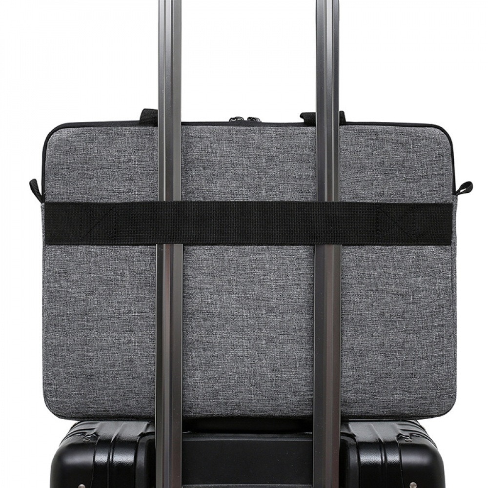 Geanta laptop AONYIYI 15.6 inch, gri, usoara, tip servieta, poliester