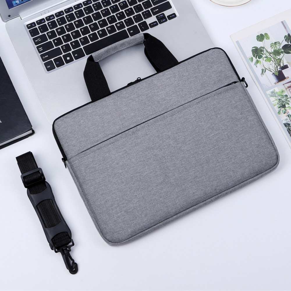 Geanta laptop AONYIYI 15.6 inch, gri, usoara, tip servieta, poliester
