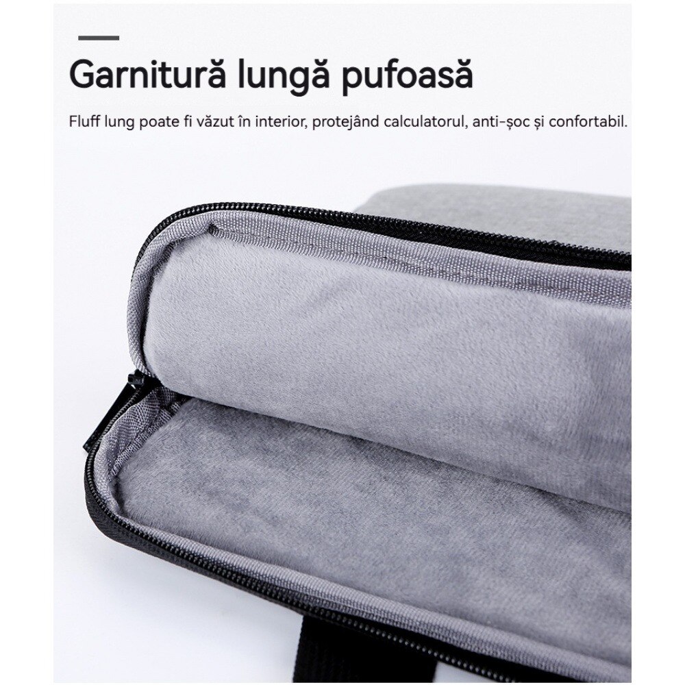 Geanta laptop AONYIYI 15.6 inch, gri, usoara, tip servieta, poliester
