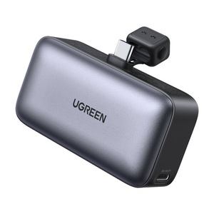 Baterie externa Ugreen 5.000 mAh, 22.5W, conector USB-C incorporat, afisaj LED, Negru