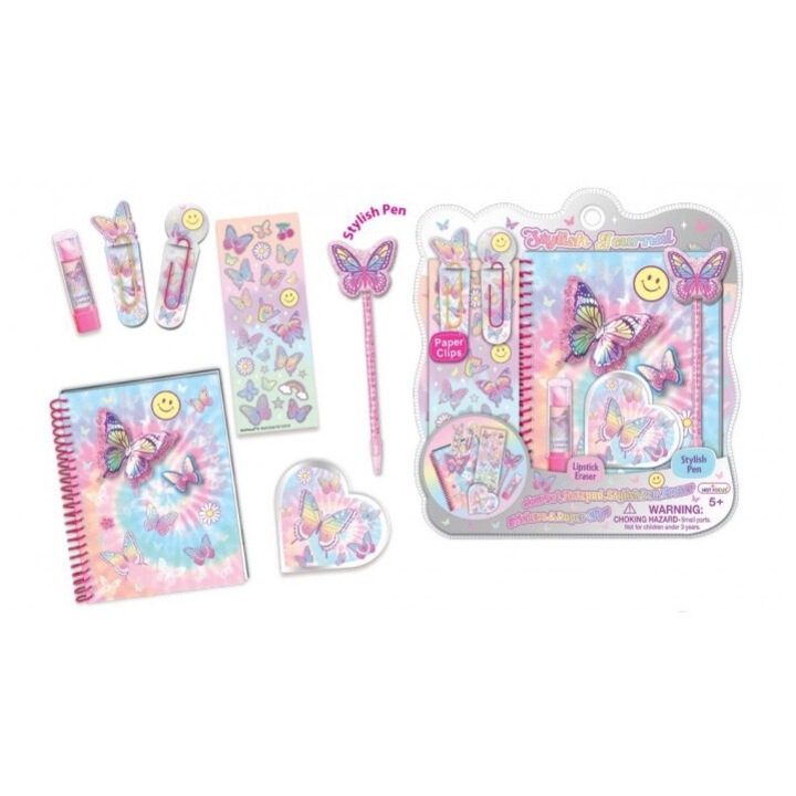 Jurnal cu spirala, Hot Focus, cu pix, stickere si agrafe, multicolor