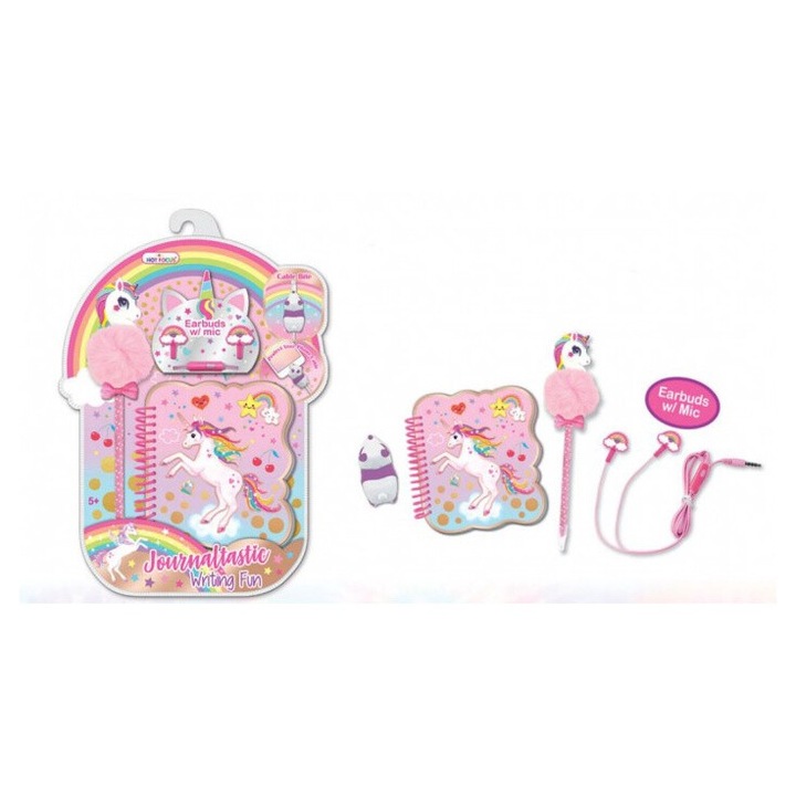 Set accesorii scolare, Hot Focus, casti cu fir, notepad cu spira, multicolor, 230x330x45mm