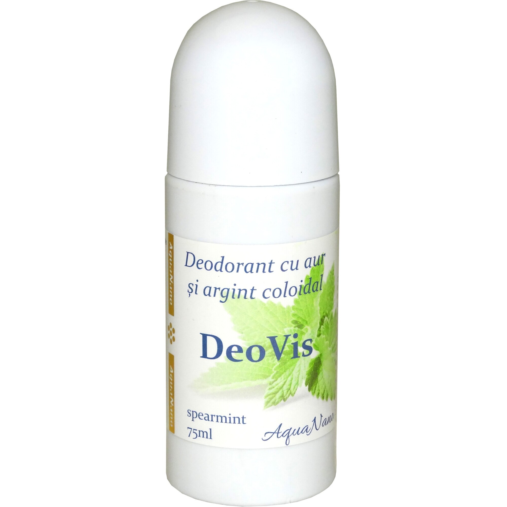 Deodorant roll-on, AquaNano - DeoVis, cu argint si aur coloidal si ulei esential de menta creata, 75ml