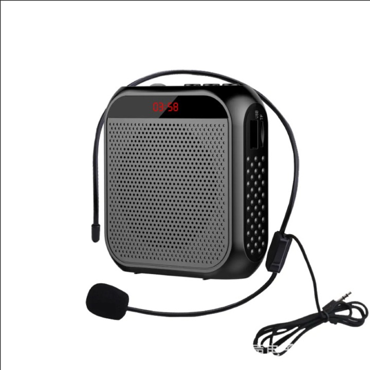 Beszédmikrofon, erősítő, LED kijelző, USB interfész, 32 GB kapacitás, 75 dB jel-zaj arány, 4 óra akkumulátor üzemidő, tanári oktatás, bevásárlóközpont túravezető, derékra szerelhető, kompakt és hordozható, fekete