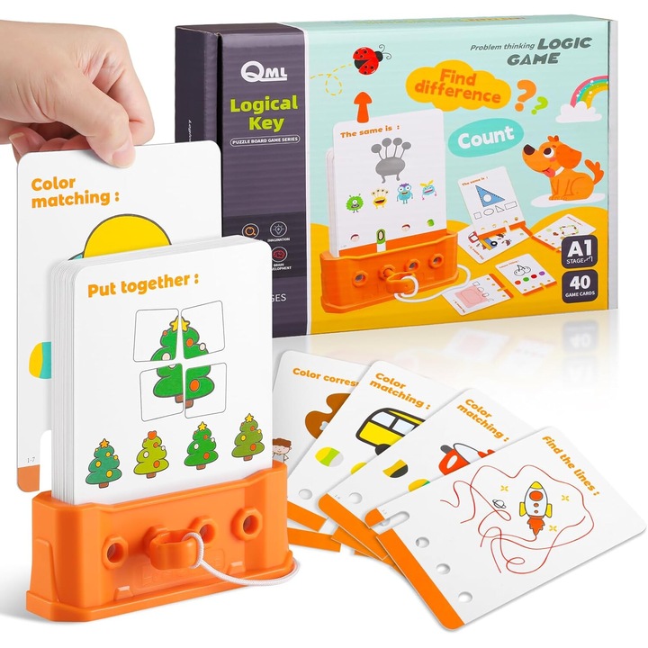 Interaktív játékok babáknak, QIAN CHOICE, Montessori logikai játék, 40 kártya, 80 kérdés, többszínű, 3 év felett