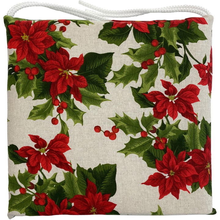 Perna decorativa pentru scaun Poinsettia Best Sleep, 40x40x2 cm, poliester