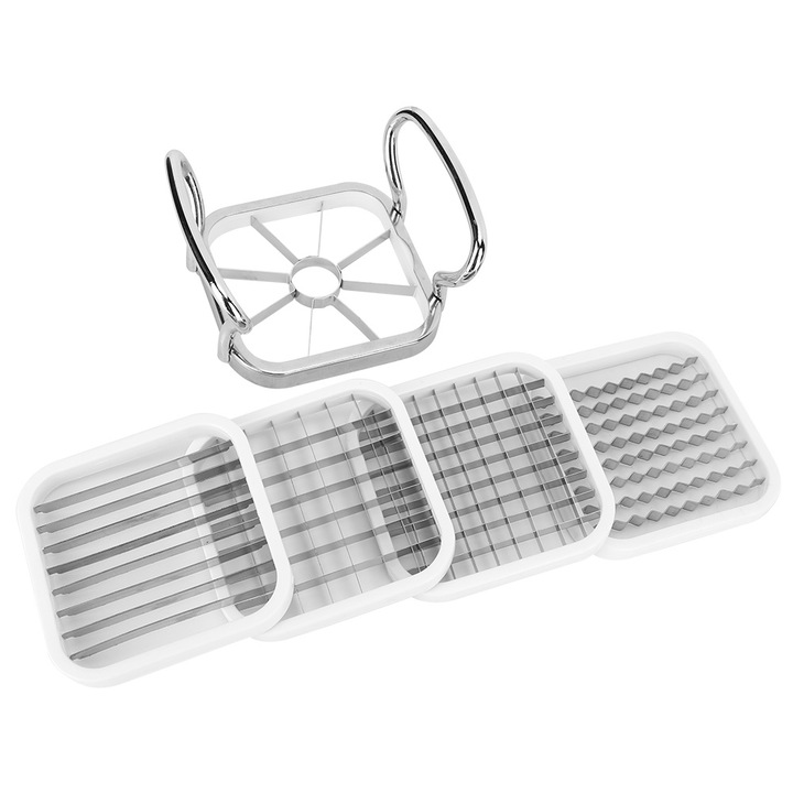 Taietor manual de cartofi din inox, forme variate, 5 in 1, 413g