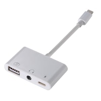 Cablu de date Lightning - adaptor OTG 3in1, Adaptor USB cu adaptor cu port de incarcare si jack 3,5 mm pentru iPhone, iPad
