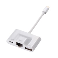 Cablu de date Lightning - adaptor OTG 3in1, Adaptor USB cu adaptor cu port de incarcare si mufa Ethernet RJ45 pentru iPhone, iPad