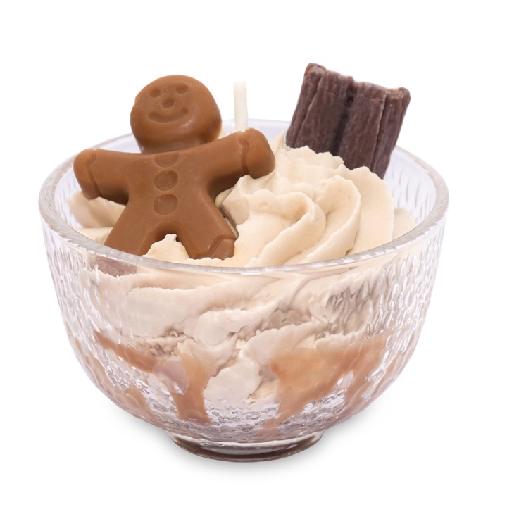 Lumanare parfumata din ceara soia 100% naturala, Liryo Candles, 75g - parfum Gingerbread, Colectie Craciun