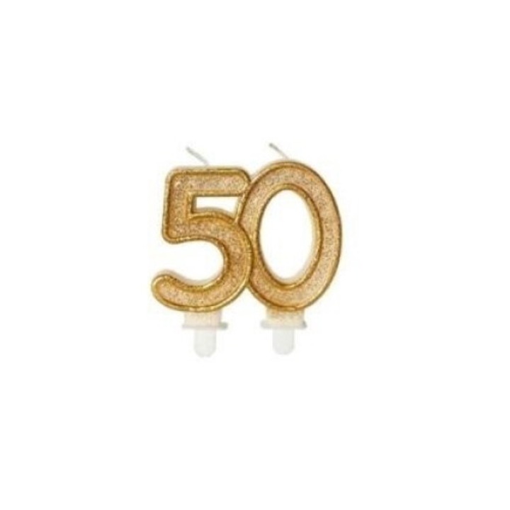Születésnapi gyertya 50 arany csillámos GoParty, 159x132mm, buborékfólia