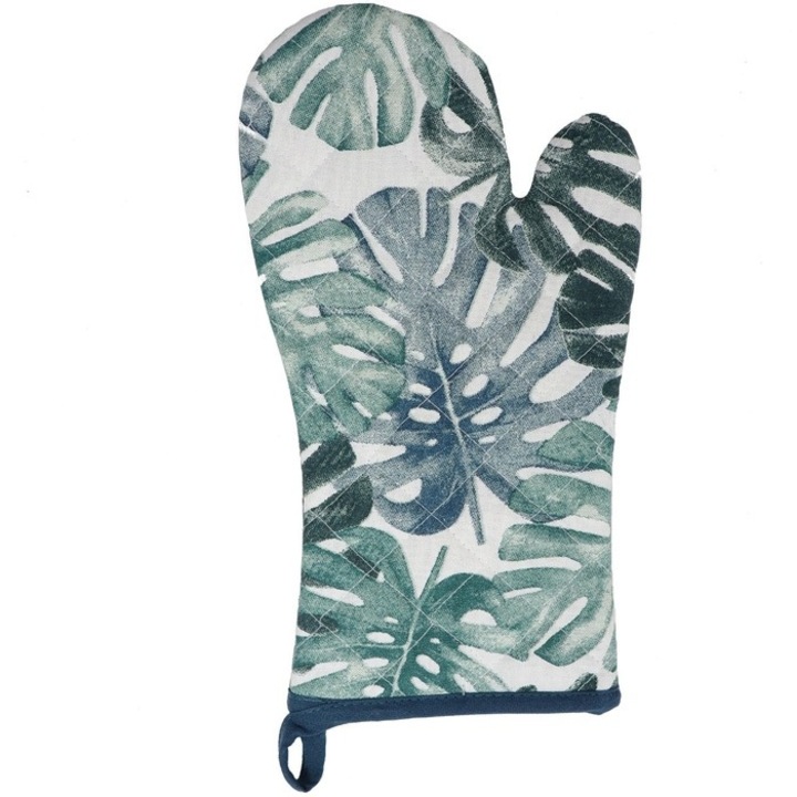 Antbro® konyhai kesztyű pamut/poliészterből, fehér és zöld, 18x32 cm