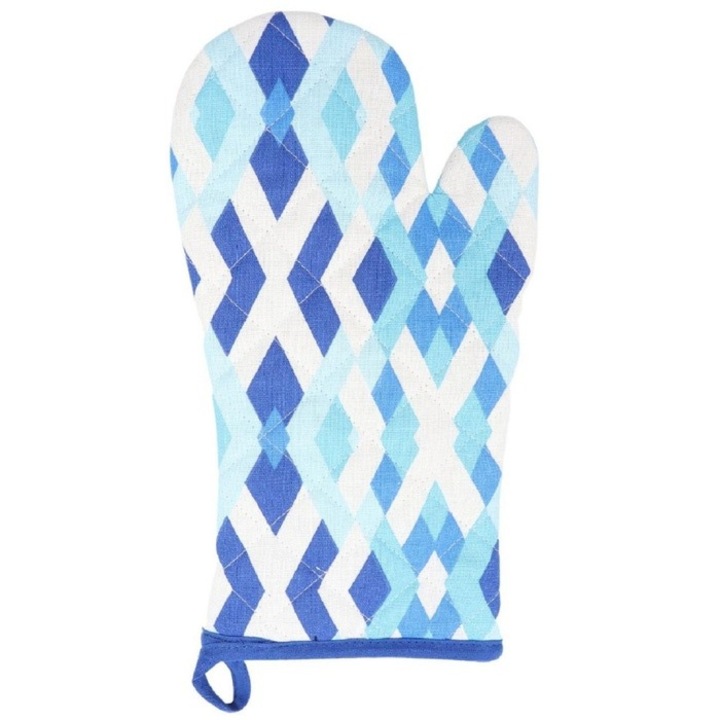 Antbro® konyhai kesztyű pamut/poliészter, fehér és kék, 18x32 cm