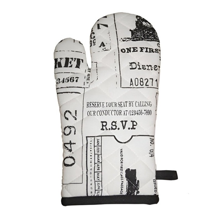 Antbro® konyhai kesztyű pamut/poliészter, vintage mintás szöveggel, 18x32 cm