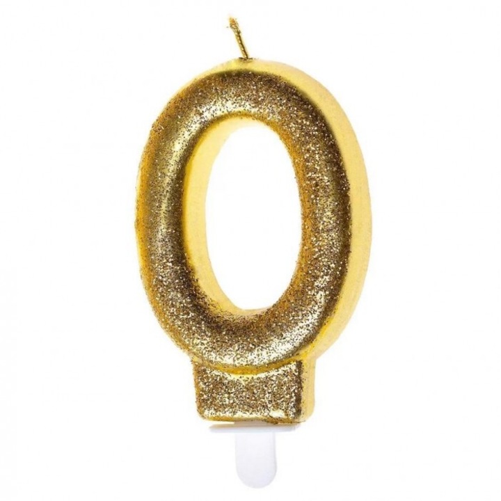 Születésnapi gyertya 0, GoParty, arany csillám, 7cm, szett