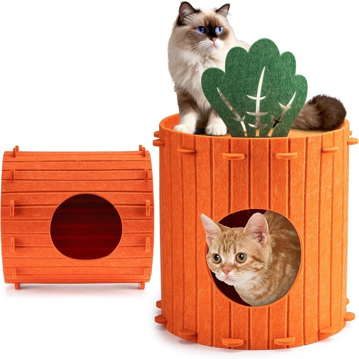 Casuta pentru pisici, 2 in 1, design modern, 40x40x40cm, rezistent la zgarieturi, pentru pisici pana la 10kg