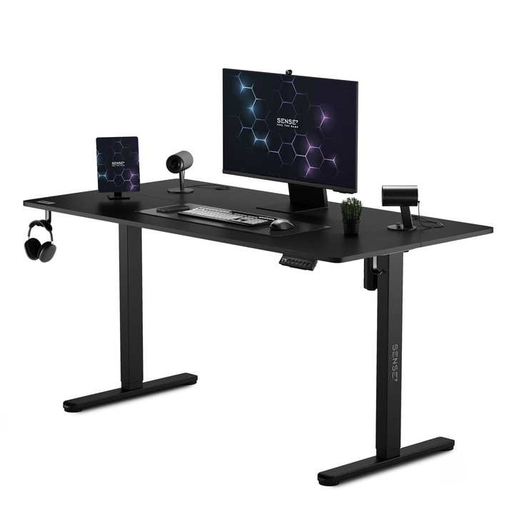 Állítható magasságú elektromos íróasztal 140x70cm SENSE7 Nojo, 140x70cm, 72-118cm, fekete