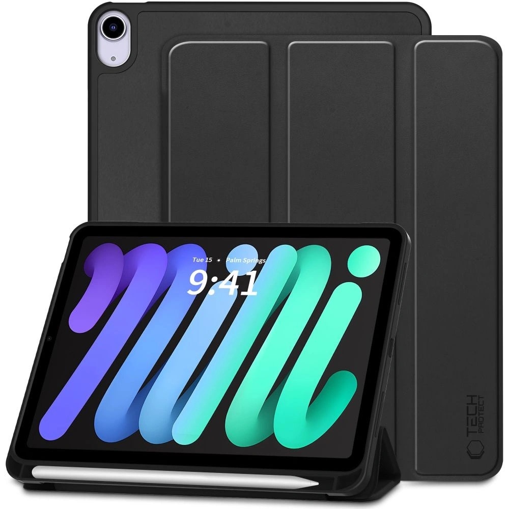Etui Tech-Protect SC Pen pentru iPad Mini 8.3, compartiment Apple Pen, negru, set 1x etui