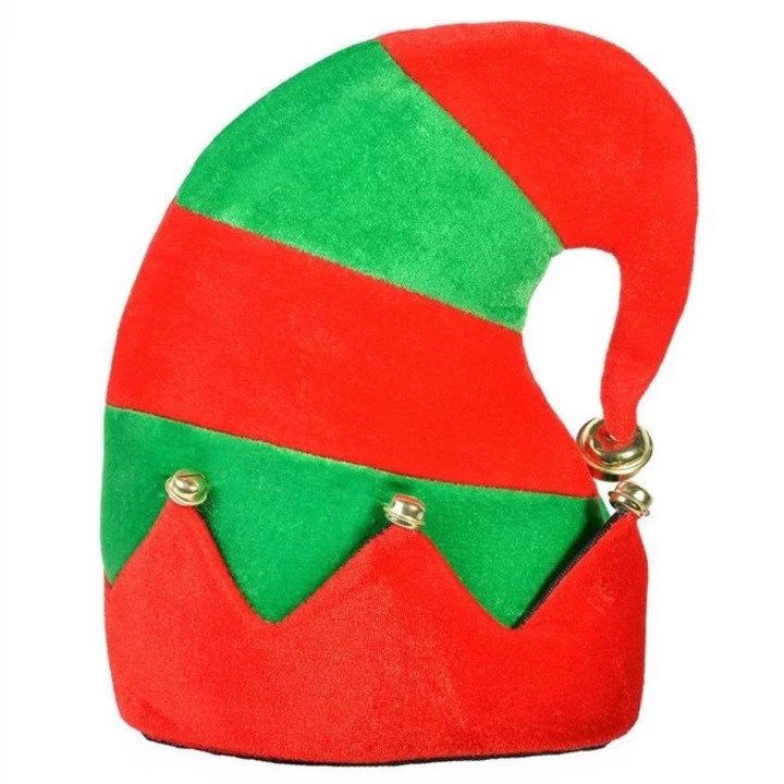 Caciula de Craciun Spiridus Elf, VENITIVO®, Verde cu Rosu, Inaltime 33 cm