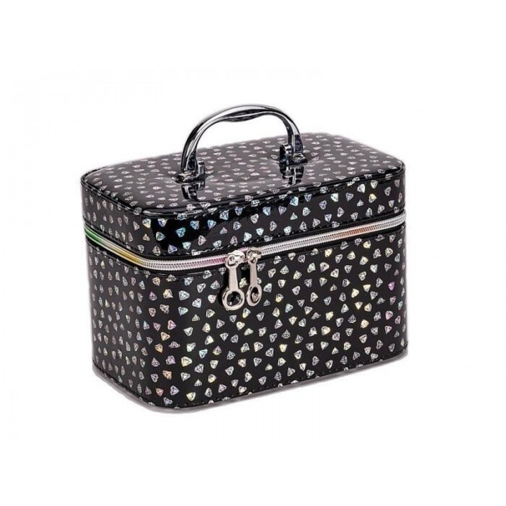 Kozmetikai táska tükörrel, Adar, fekete hologrammal, 21x14x13cm