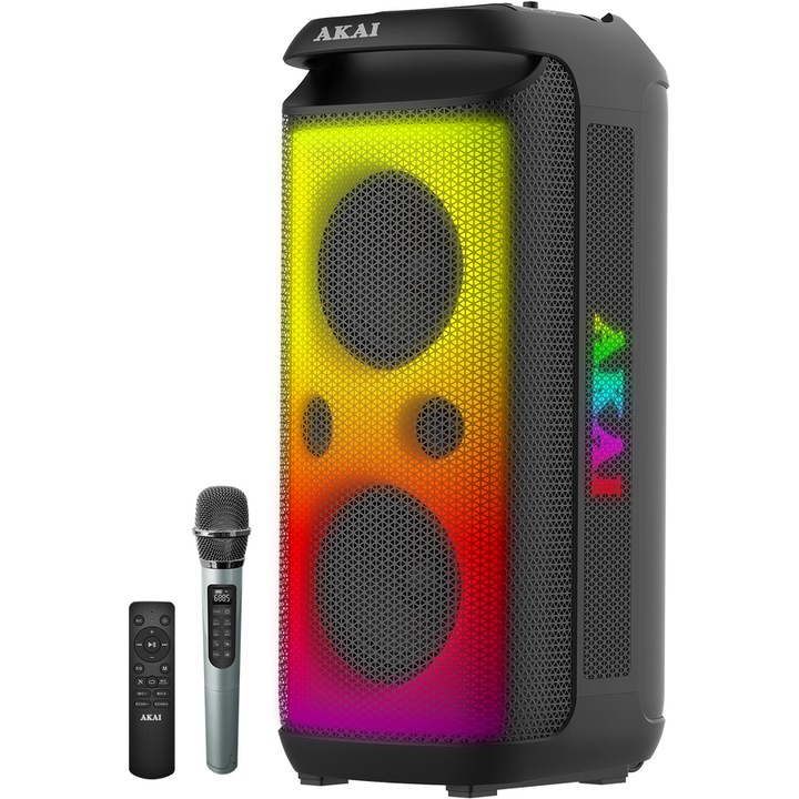 Boxa Portabila Akai Party Speaker 600, 120W RMS, USB, micro-SD, Negru