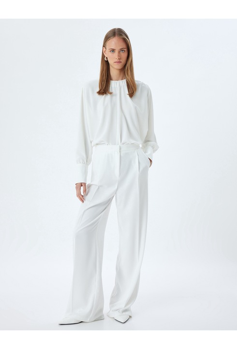 KOTON, Bluza cu nasturi cu strasuri, Alb murdar, 2XS