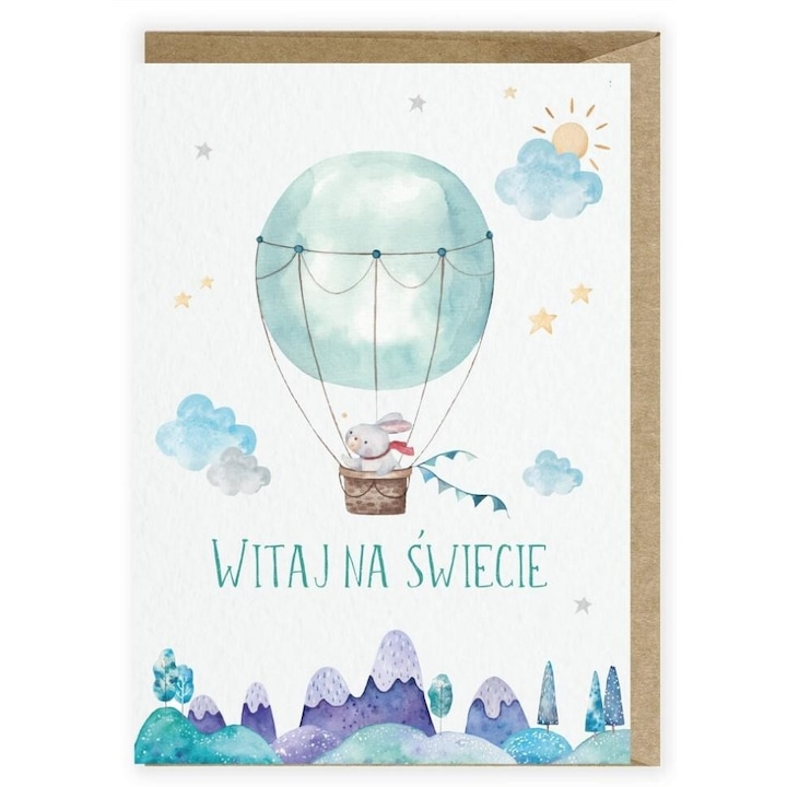 Felicitare Balonik K117, Cardie, A6, ecologica, 10,5x14,8cm