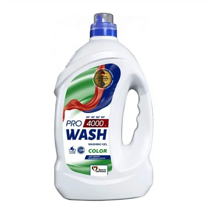 Detergent gel Color Pro Wash, actioneaza la temperaturi intre 30°C si 95°C, 3.83 l, 100 spalari